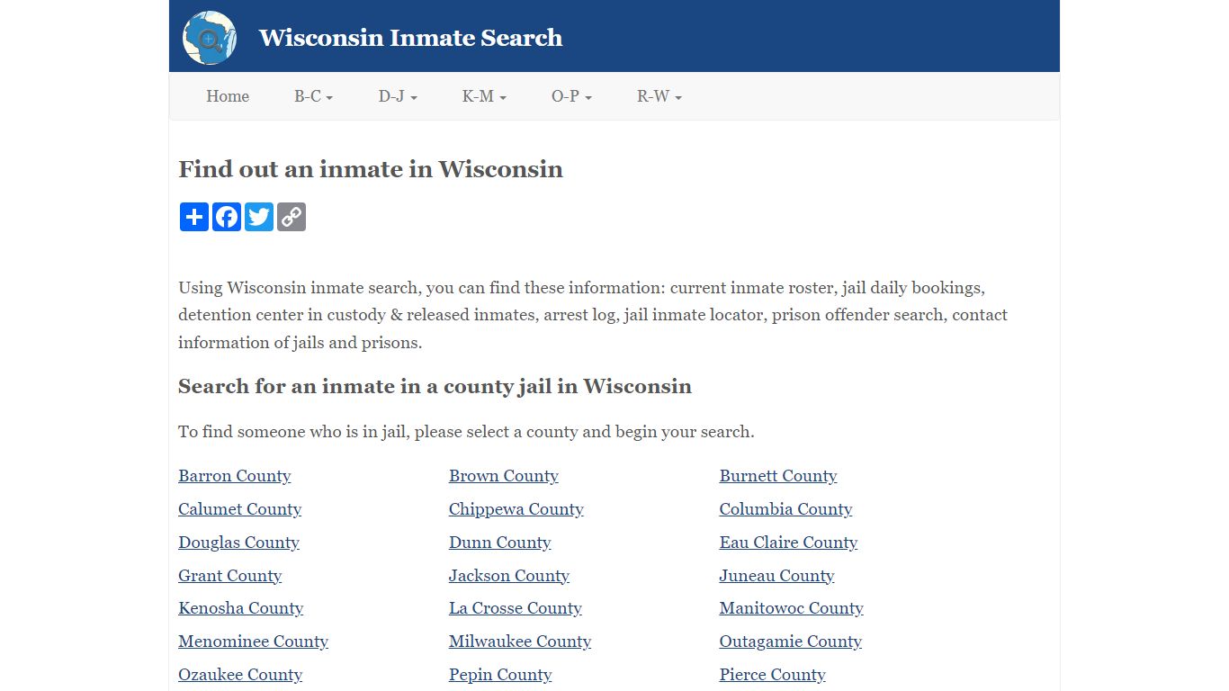 Wisconsin Inmate Search